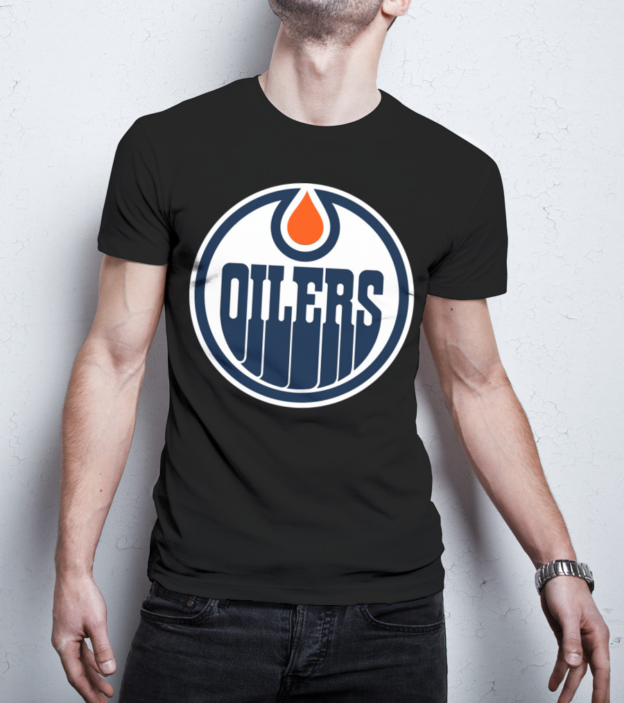 Edmonton Oilers Nhl Team Logo With Classic Oil Drop Symbol T-Shirt