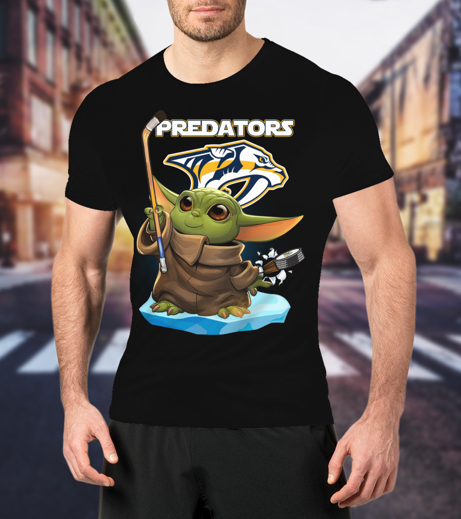 Baby Yoda Predators Nashville Hockey T-Shirt
