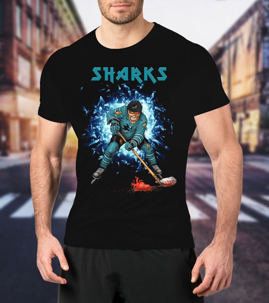 San Jose Sharks Hockey Player With Fiery Impact T-Shirt