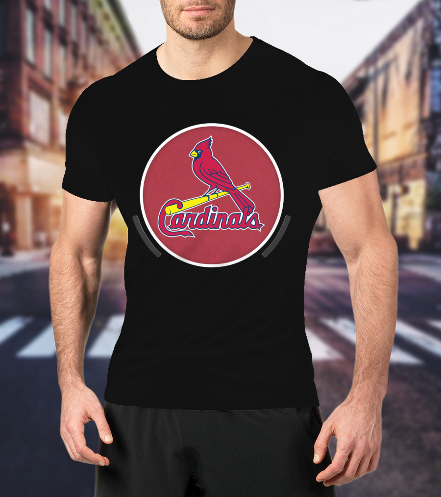 St Louis Cardinals Baseball Logo Red Bird Bat T-Shirt