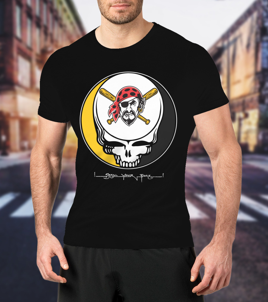 Grateful Dead Steal Your Face Pittsburgh Pirates Skull T-Shirt