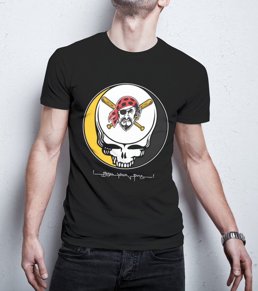 Grateful Dead Steal Your Face Pittsburgh Pirates Skull T-Shirt
