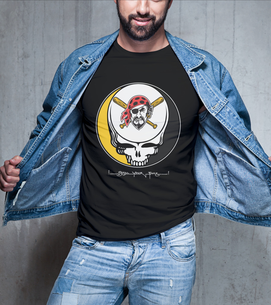 Grateful Dead Steal Your Face Pittsburgh Pirates Skull T-Shirt