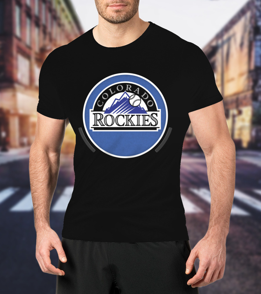 Colorado Rockies Logo Baseball Mountain T-Shirt