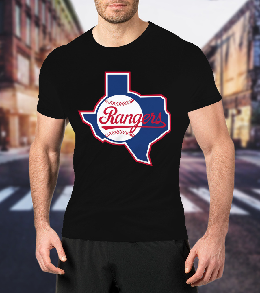 Texas Rangers Vintage Logo Texas Outline Baseball T-Shirt