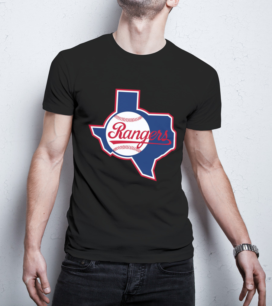 Texas Rangers Vintage Logo Texas Outline Baseball T-Shirt