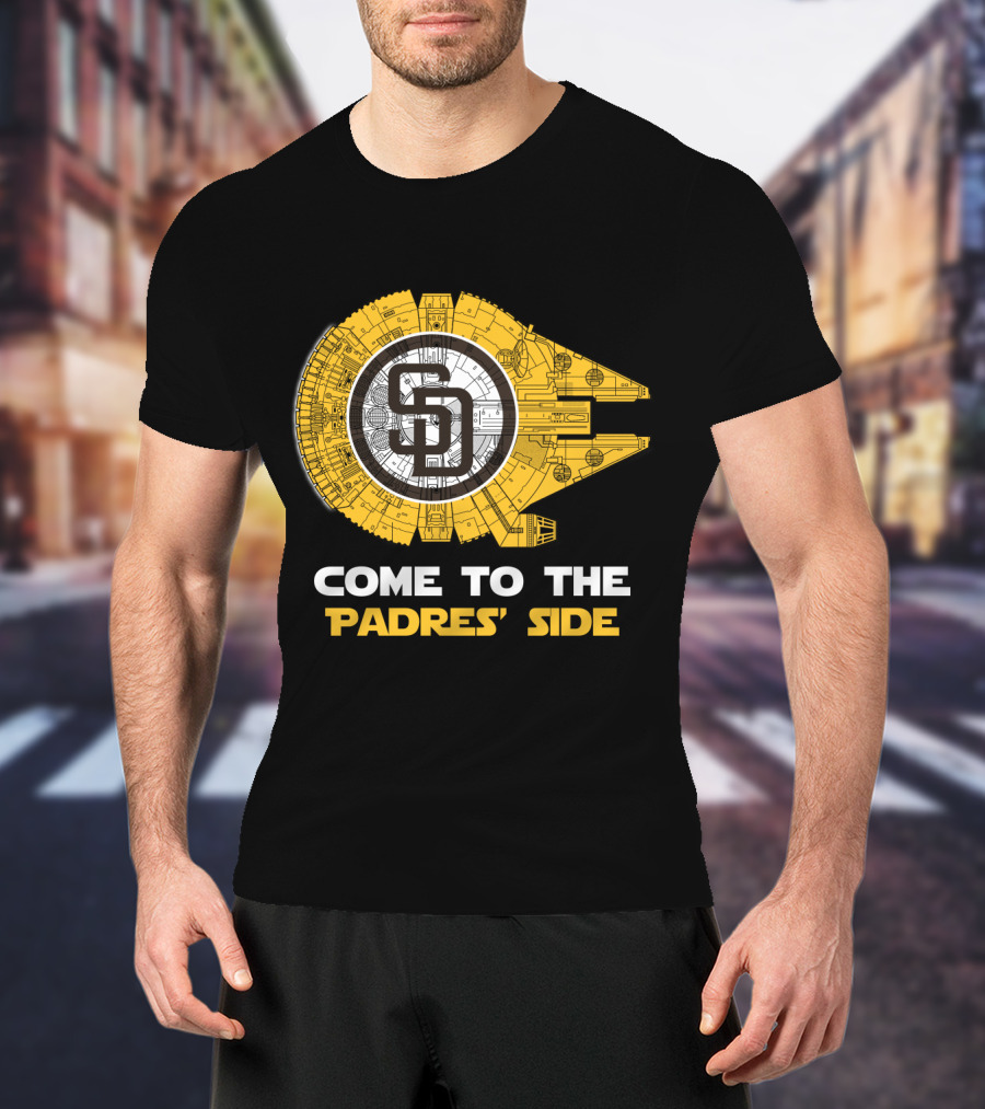 Come To The Padres' Side San Diego Padres Millennium Falcon T-Shirt