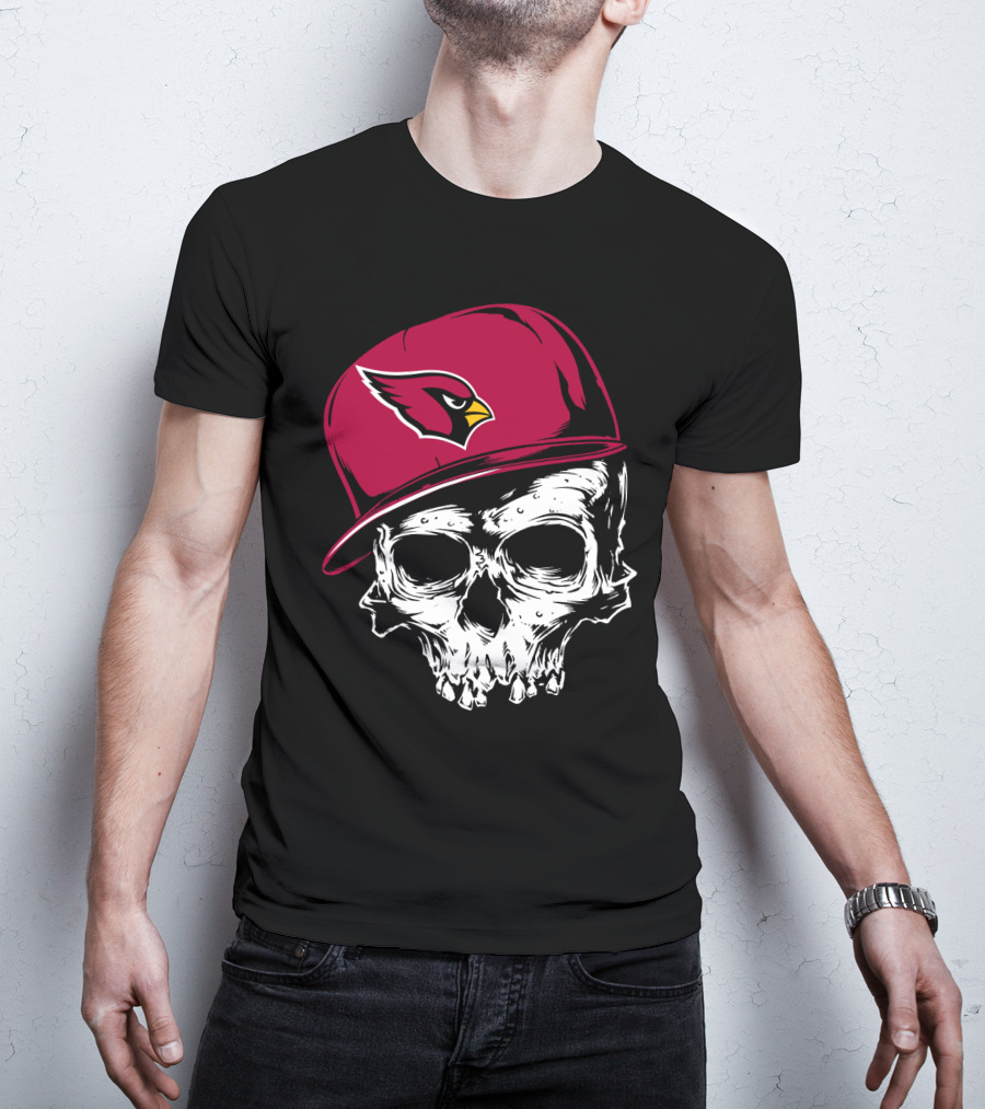 Arizona Cardinals Skull With Logo Cap T-Shirt