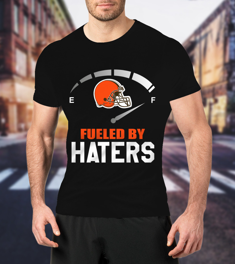 Cleveland Browns Helmet Fueled By Haters Football Fanatics T-Shirt