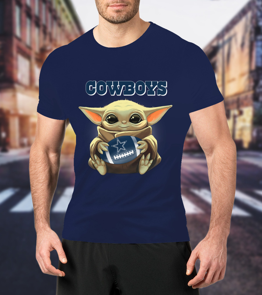 Cowboys Baby Yoda Holding Dallas Cowboys Football T-Shirt