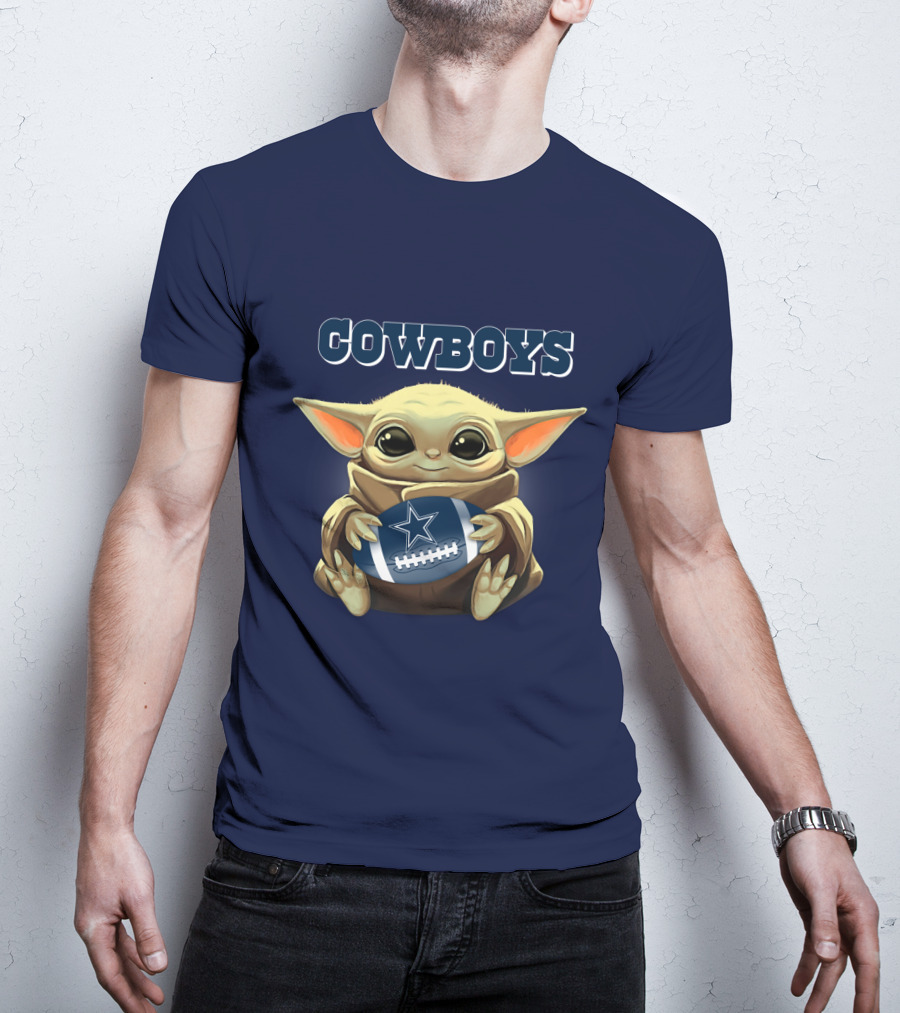 Cowboys Baby Yoda Holding Dallas Cowboys Football T-Shirt