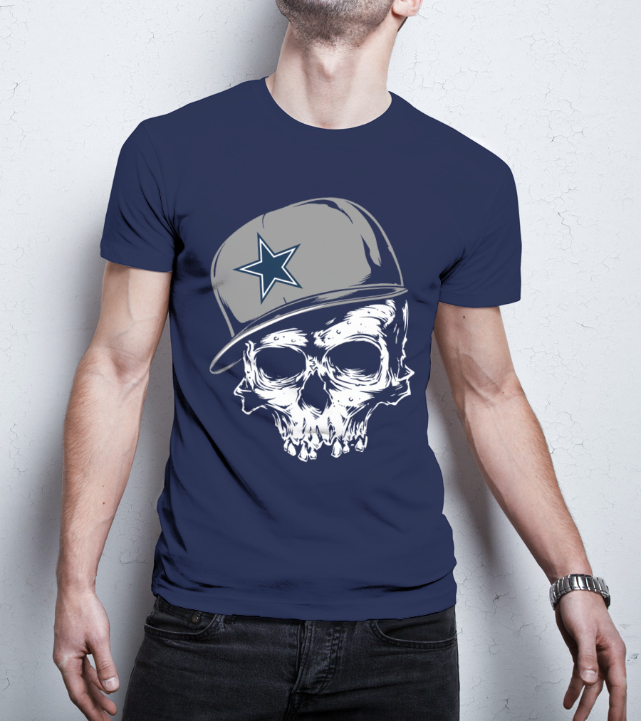 Dallas Cowboys Skull With Star Emblem Cap T-Shirt