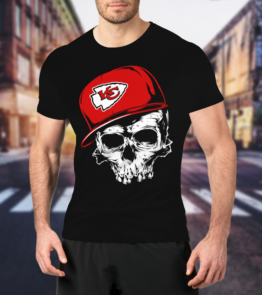 Kansas City Chiefs Skull With Red Cap T-Shirt