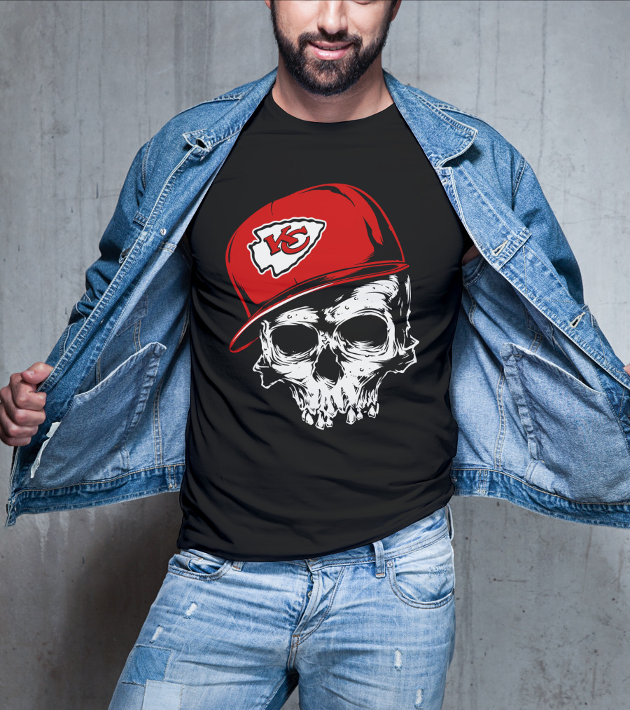 Kansas City Chiefs Skull With Red Cap T-Shirt