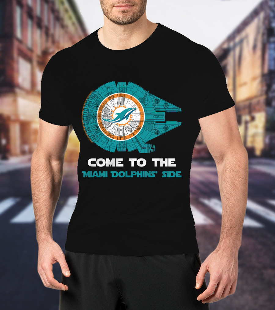Miami Dolphins Come To The Dolphins' Side Millennium Falcon T-Shirt