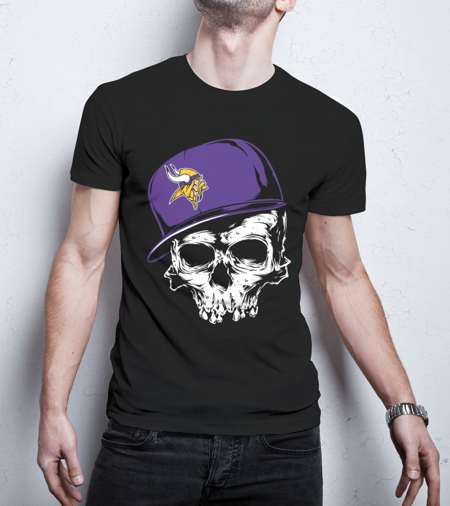 Minnesota Vikings Skull Purple Hat T-Shirt