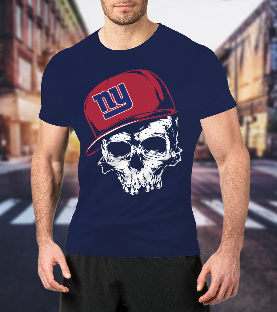 New York Giants Ny Skull Cap Red T-Shirt