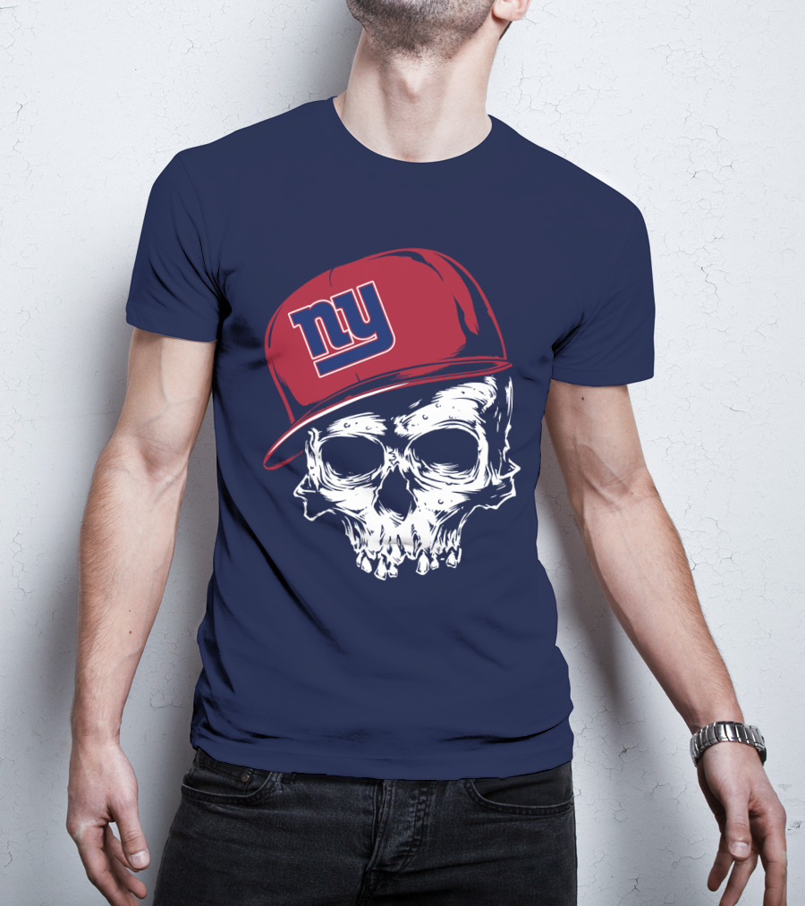 New York Giants Ny Skull Cap Red T-Shirt