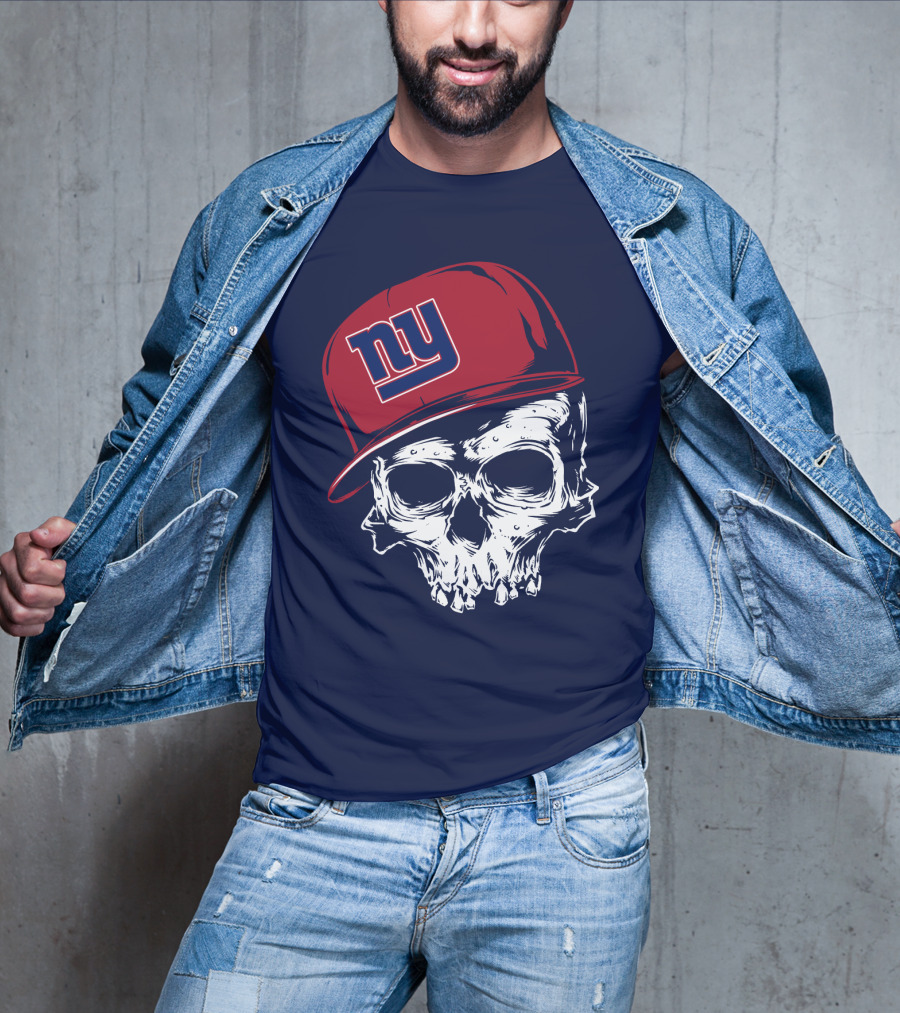 New York Giants Ny Skull Cap Red T-Shirt