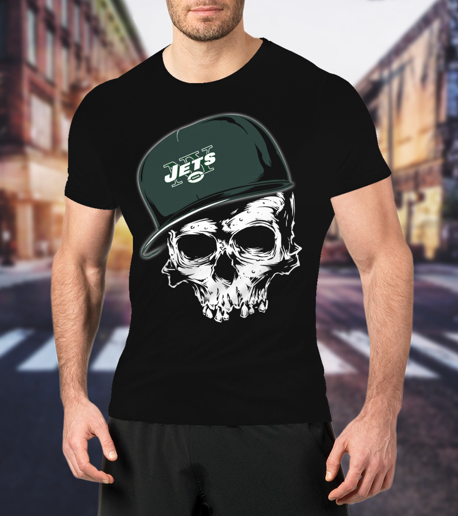 New York Jets Skull With Cap T-Shirt