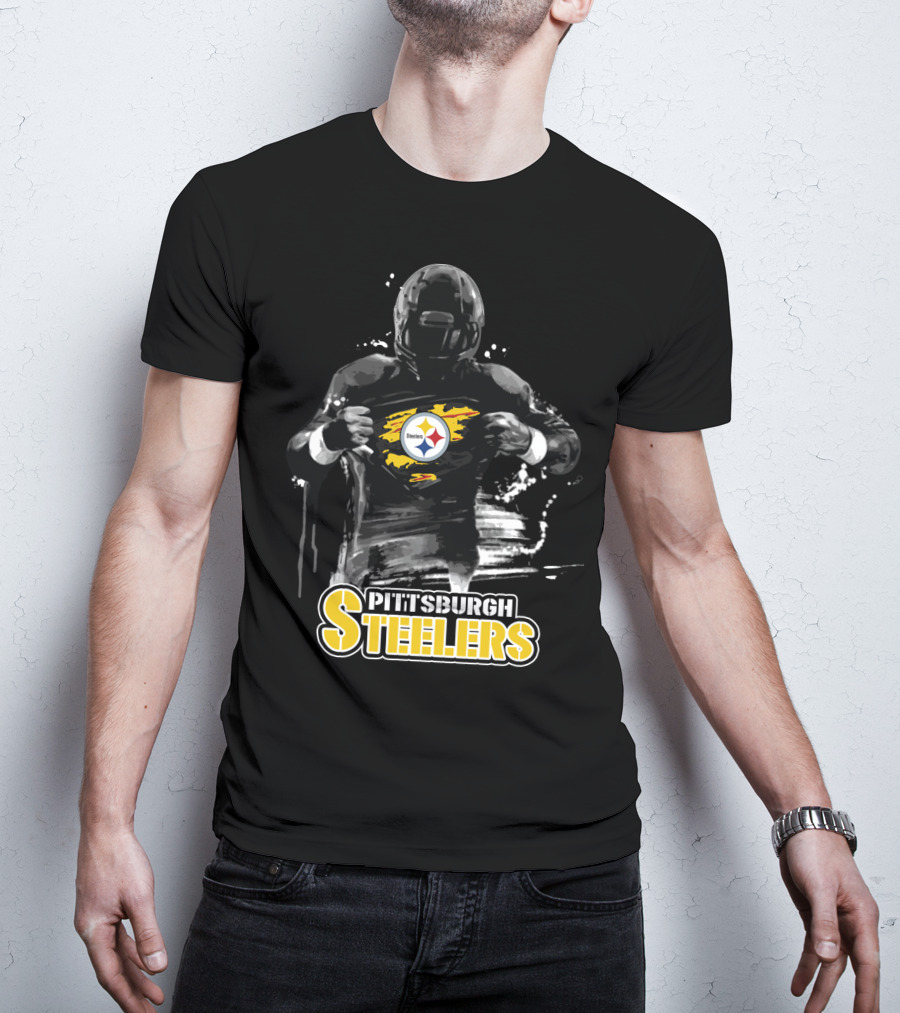 Pittsburgh Steelers Superhero Style Emblem Fan Pride T-Shirt