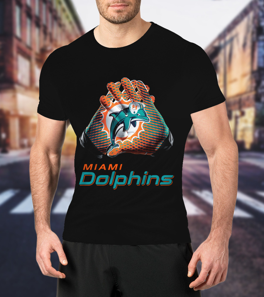 Miami Dolphins Nfl Team Gloves Fan T-Shirt
