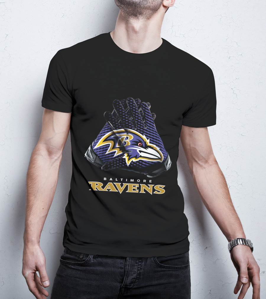 Baltimore Ravens Nfl Gloves Football Team Logo Bold T-Shirt