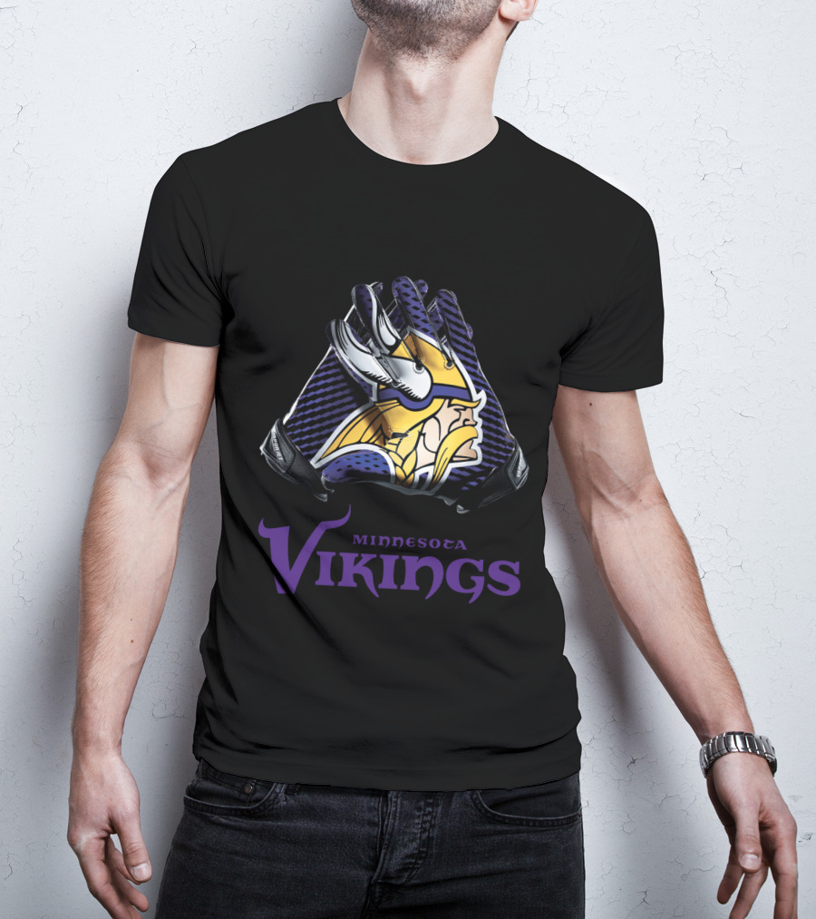 Minnesota Vikings Nfl Gloves Iconic Team T-Shirt