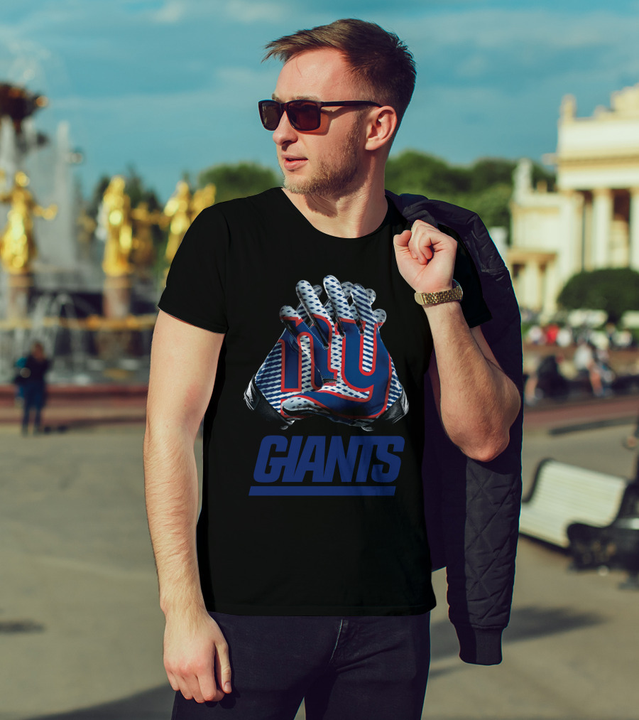 New York Giants Ny Logo Nfl Gloves T-Shirt