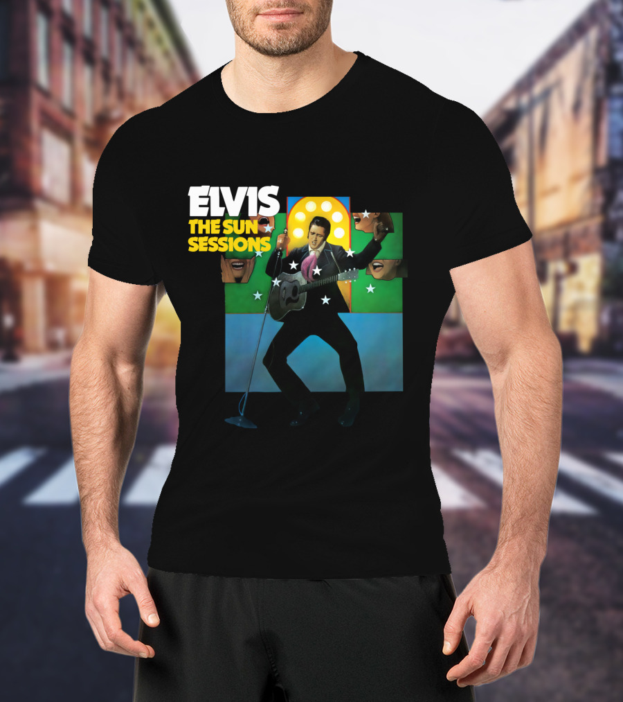 ELVIS The Sun Sessions Iconic Performance Imagery With Guitar And Microphone T-Shirt