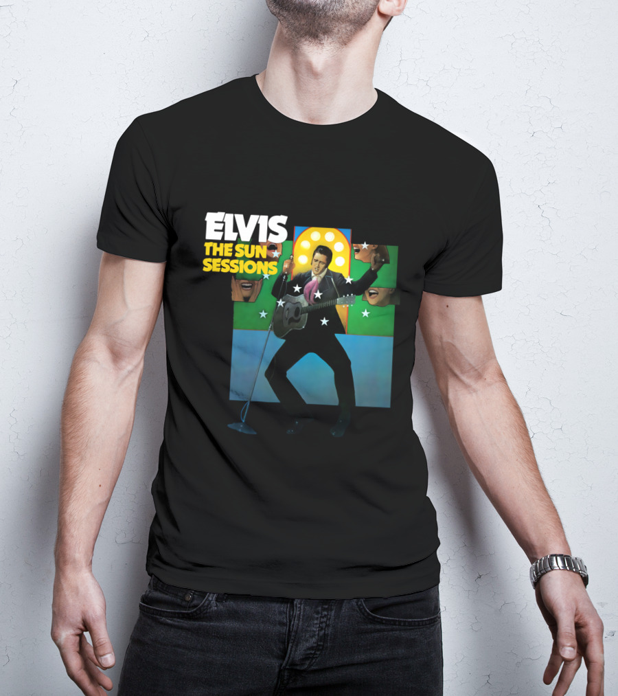 ELVIS The Sun Sessions Iconic Performance Imagery With Guitar And Microphone T-Shirt
