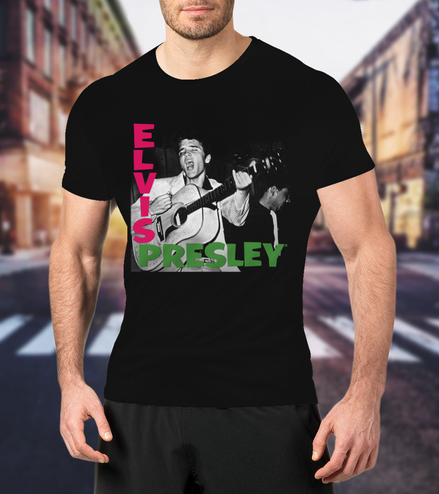 Elvis Presley Guitar Performance Iconic Vintage Image T-Shirt