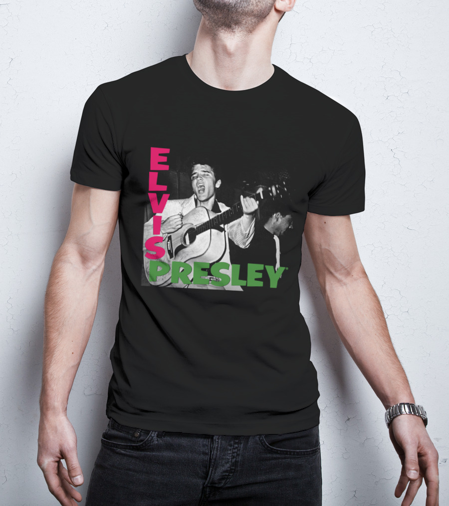 Elvis Presley Guitar Performance Iconic Vintage Image T-Shirt