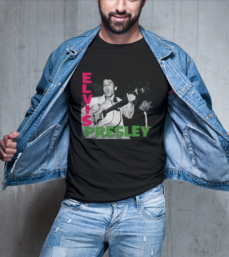 Elvis Presley Guitar Performance Iconic Vintage Image T-Shirt