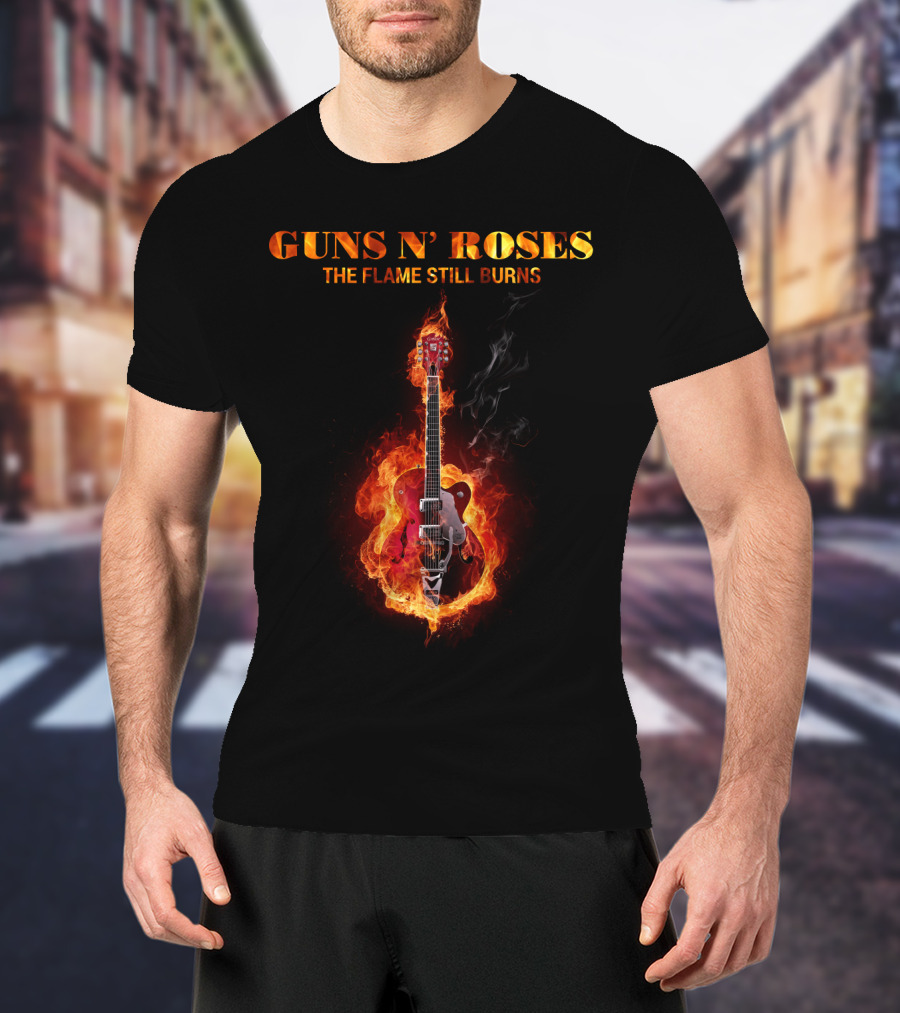 Guns N' Roses The Flame Still Burns Guitar Fire T-Shirt