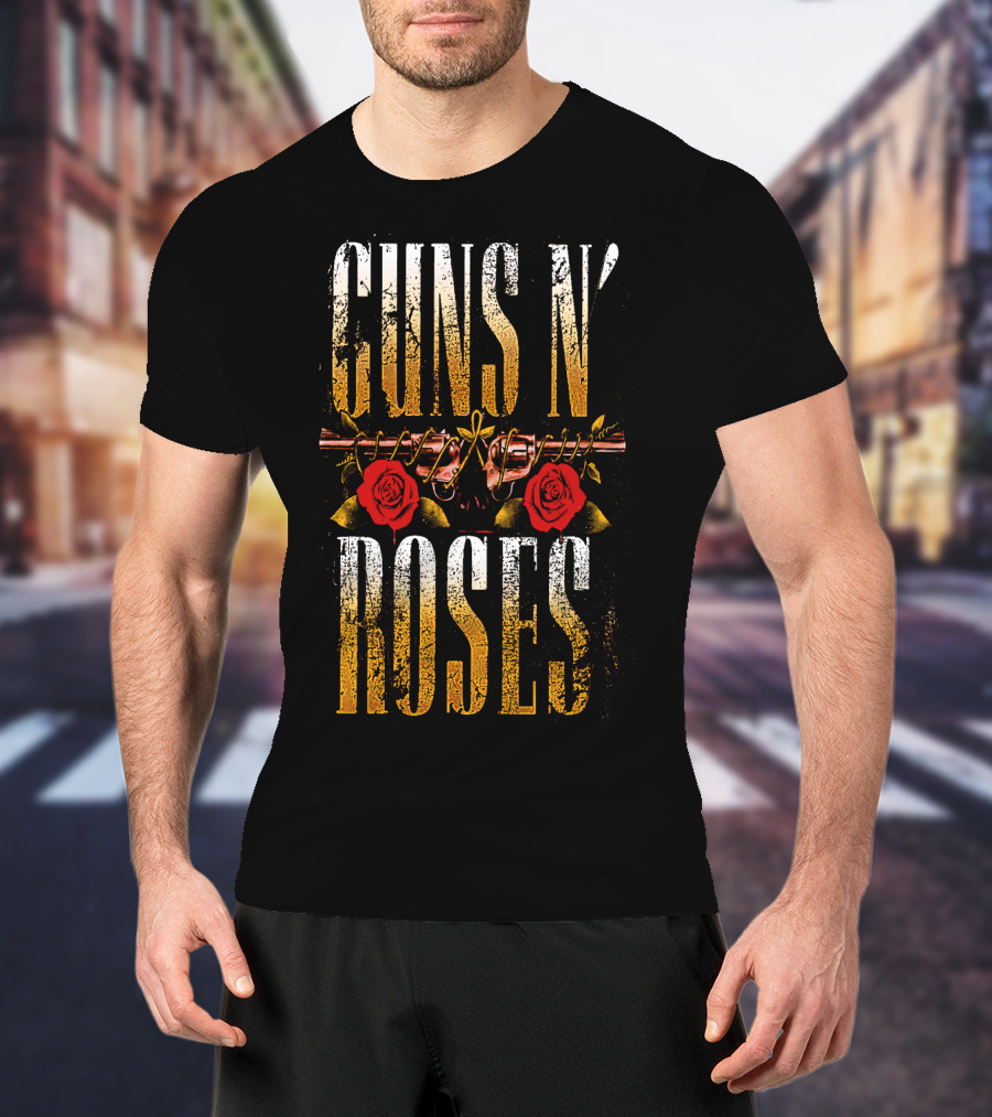 Guns N' Roses Dual Pistols With Red Roses T-Shirt