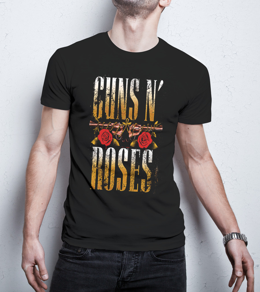 Guns N' Roses Dual Pistols With Red Roses T-Shirt