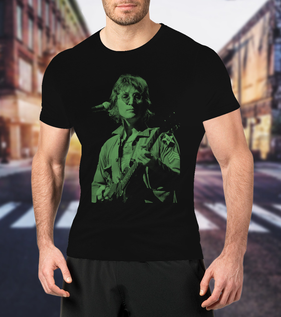 Jln 03 John Lennon Iconic Green Photograph T-Shirt