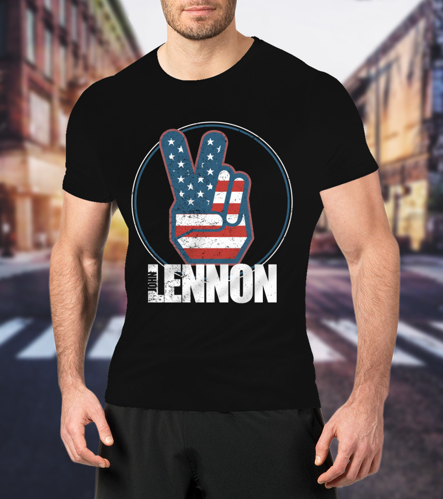 Jln John Lennon Peace Sign American Flag Style T-Shirt