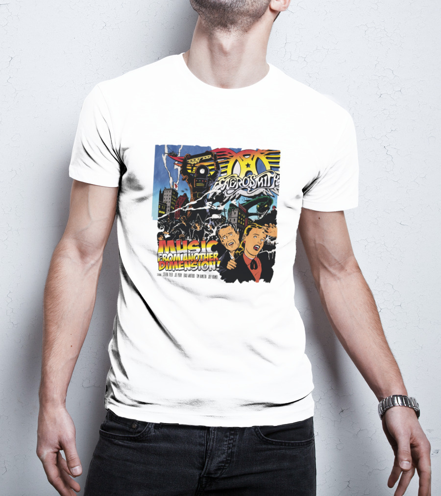 Aerosmith Music From Another Dimension Comic-Style Galactic Robot Skyline T-Shirt