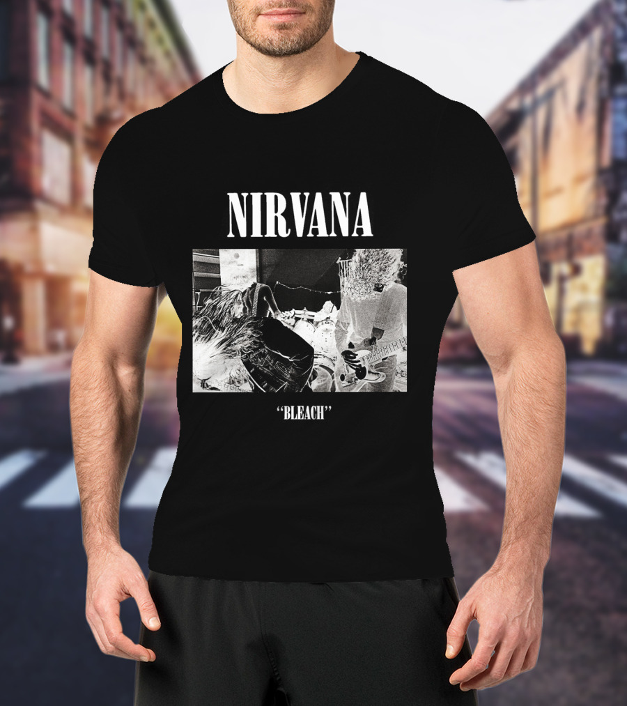 Nirvana Bleach Album Cover Black And White Negative T-Shirt