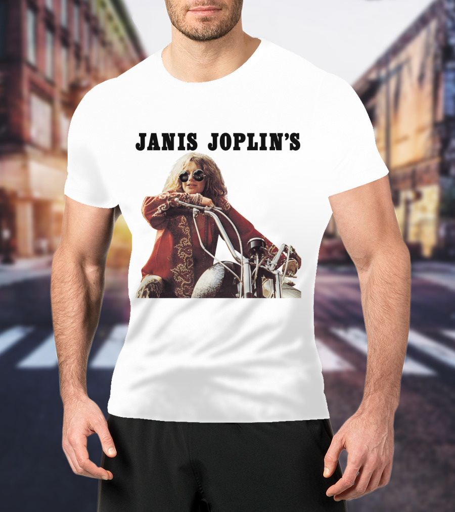 Janis Joplin's Iconic Motorcycle Pose T-Shirt