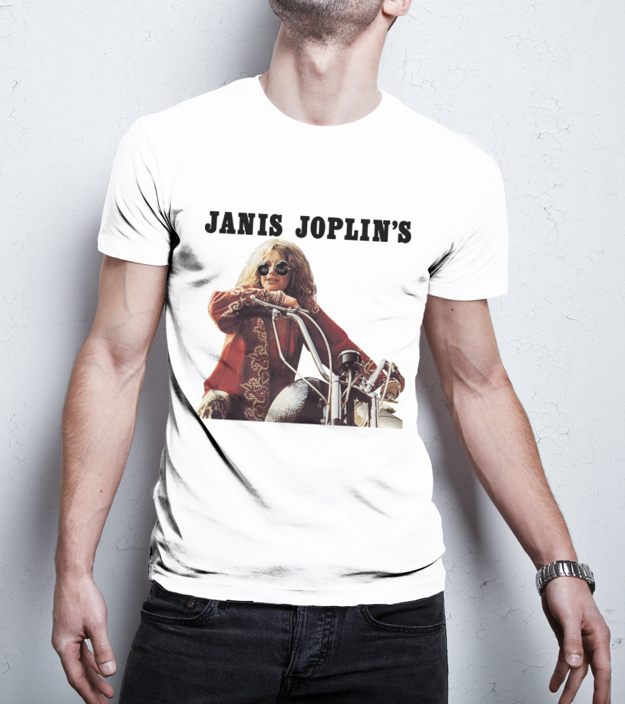 Janis Joplin's Iconic Motorcycle Pose T-Shirt