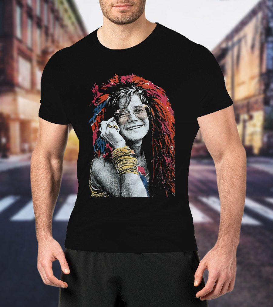 Jnjl 10 Iconic Smiling Portrait With Colorful Hair And Sunglasses T-Shirt