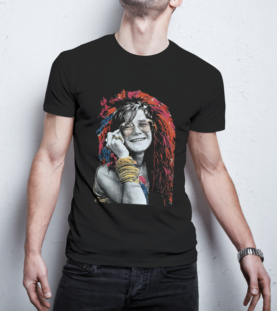 Jnjl 10 Iconic Smiling Portrait With Colorful Hair And Sunglasses T-Shirt