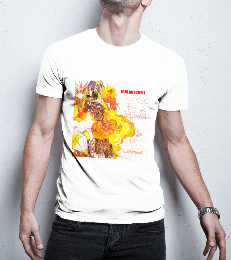 Joni Mitchell Song To A Seagull Colorful Floral Artwork With Yellow Orange Accents T-Shirt