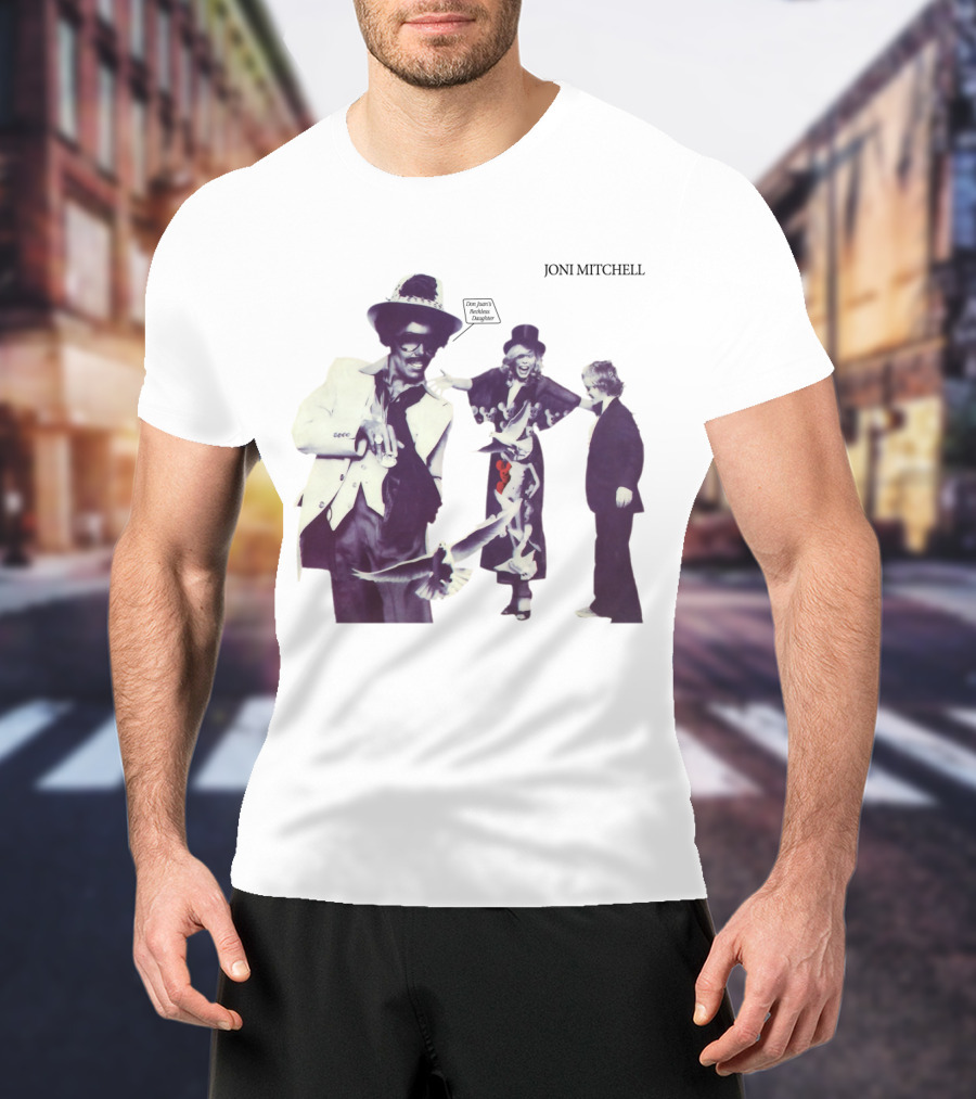 Joni Mitchell Don Juan's Reckless Daughter Album Cover Imagery With Figures And Birds T-Shirt