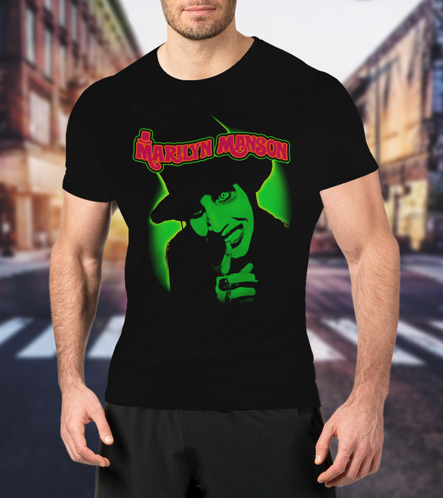 Marilyn Manson Green Gothic Portrait Mms T-Shirt