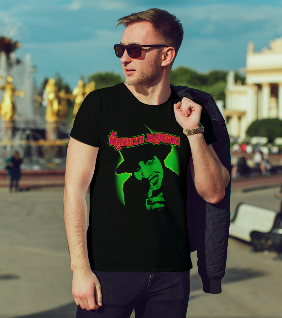 Marilyn Manson Green Gothic Portrait Mms T-Shirt