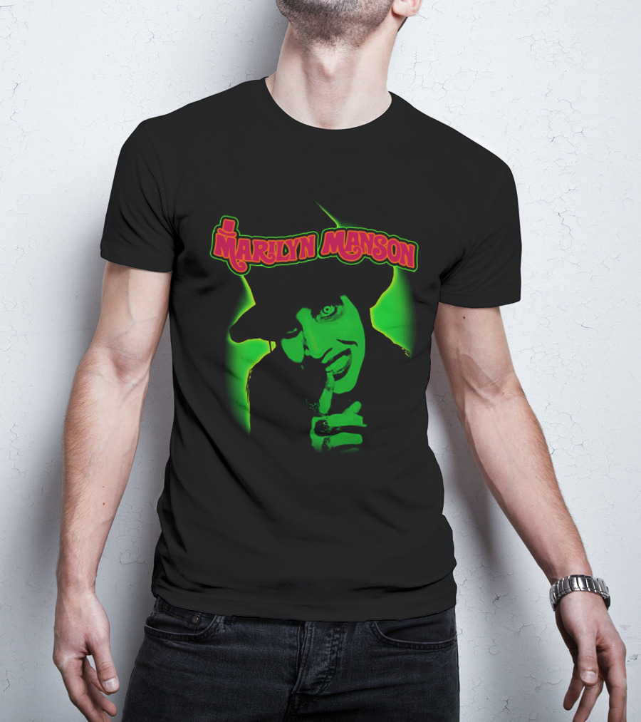 Marilyn Manson Green Gothic Portrait Mms T-Shirt